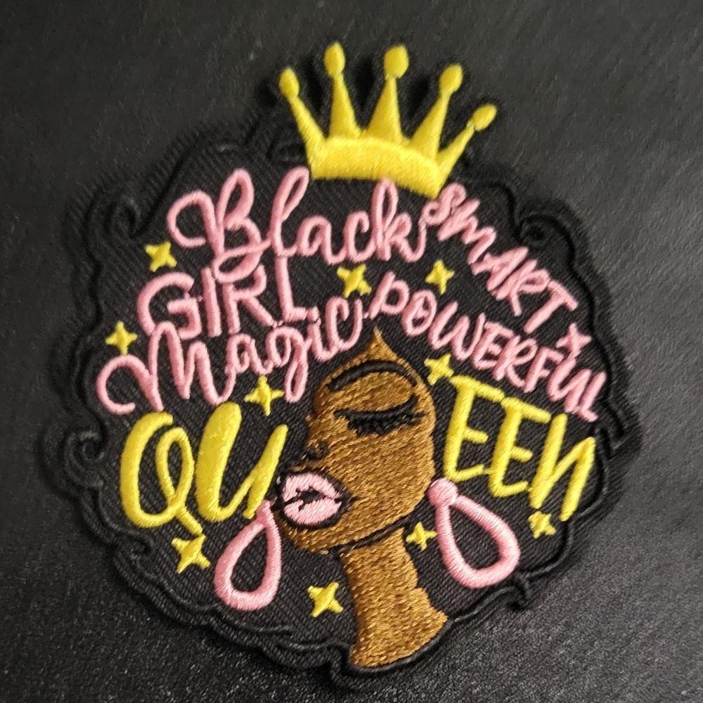 Black Graphic Patch with Pink and Yellow Accents